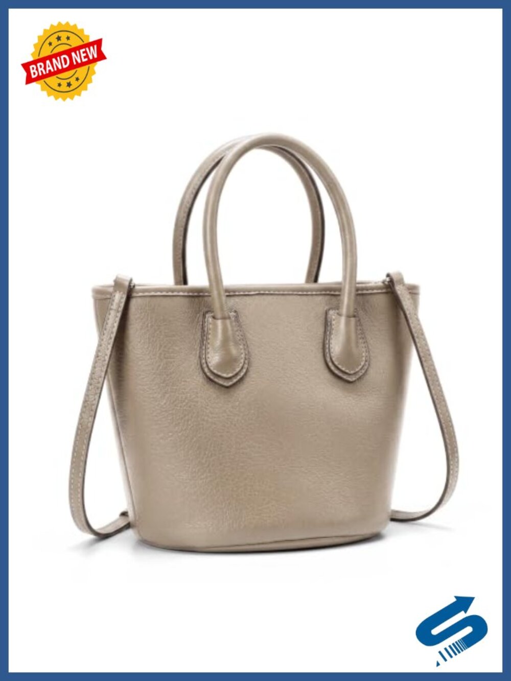 Vegan Leather Bucket Tote Bag Lightweight Work Handbag Crossbody
